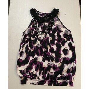 Rampage Y2K Top high neck, necklace detail, Sleeveless, Banded Bottom Medium